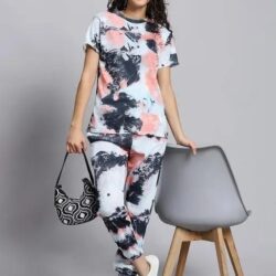 Women's Casual Tie Dye Print Night Suit